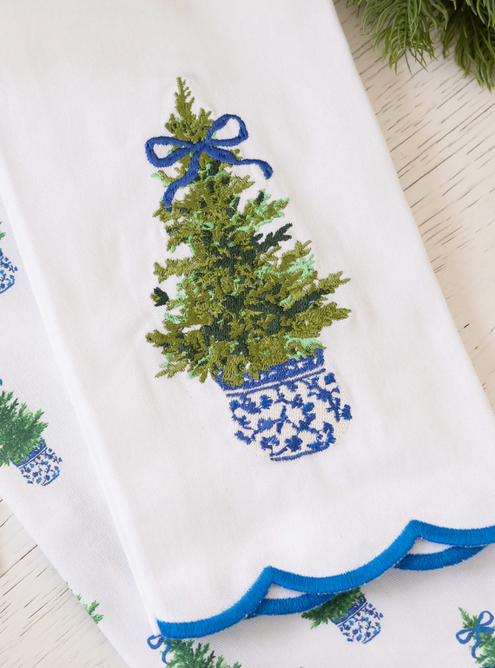 Blue Scalloped Tree Towel